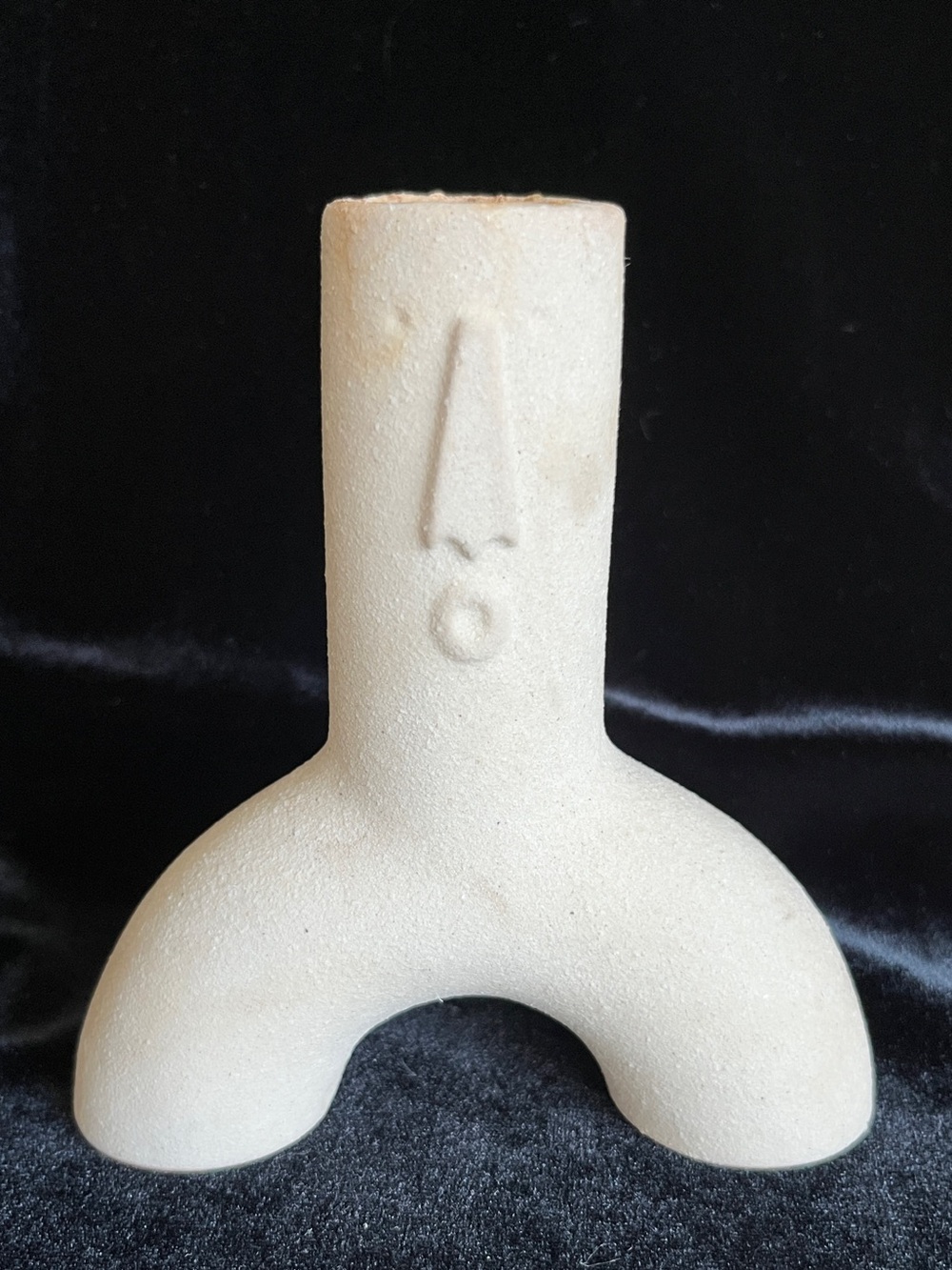 Vintage Textured Arched Ceramic Unique Face with Stylized Face